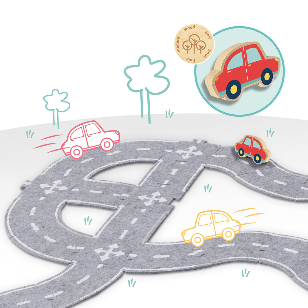 SES Creative, Filt vejbane med bil - 40 dele