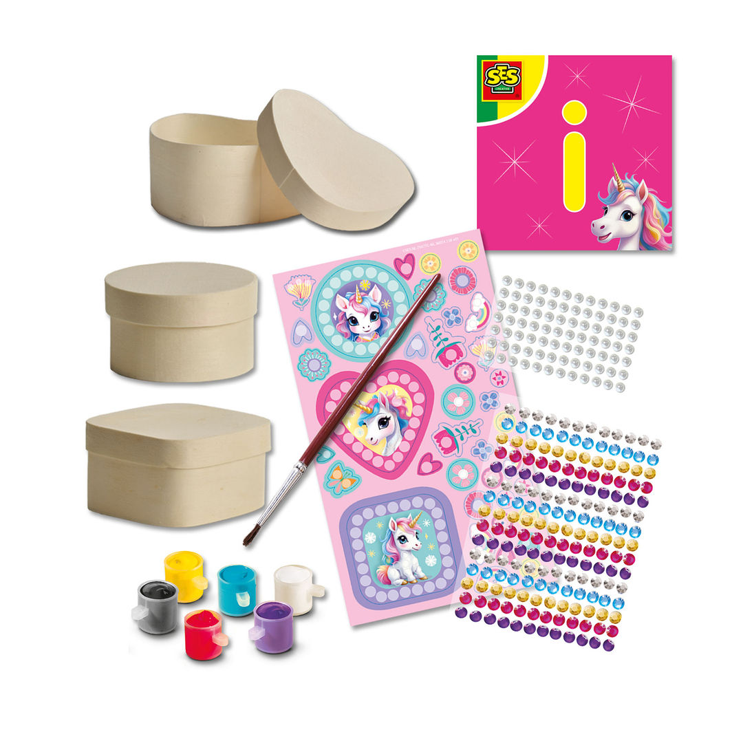SES Creative, Diamantmosaik - Smykkeskrin med enhjørning