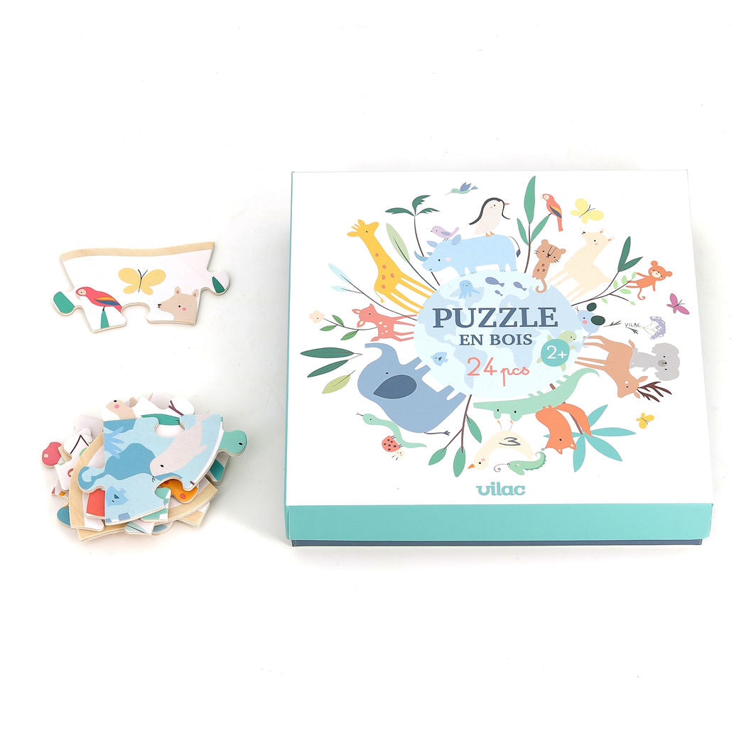 Vilac Puslespil i træ 24 brikker, Verden