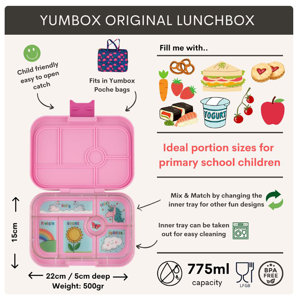 Yumbox madkasse m. 6 rum, Original  - Enhjørning - pink