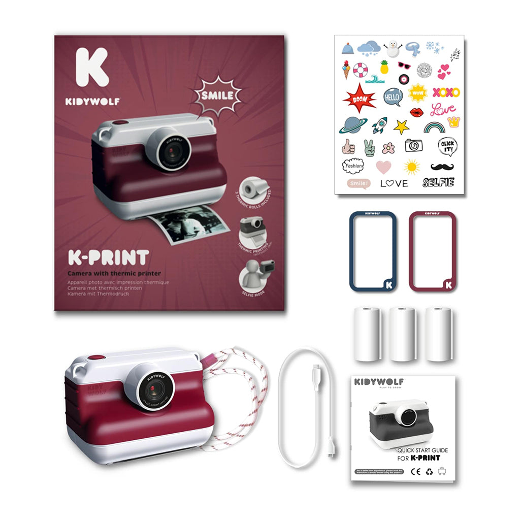 Kidywolf Instant print kamera til børn, Rød