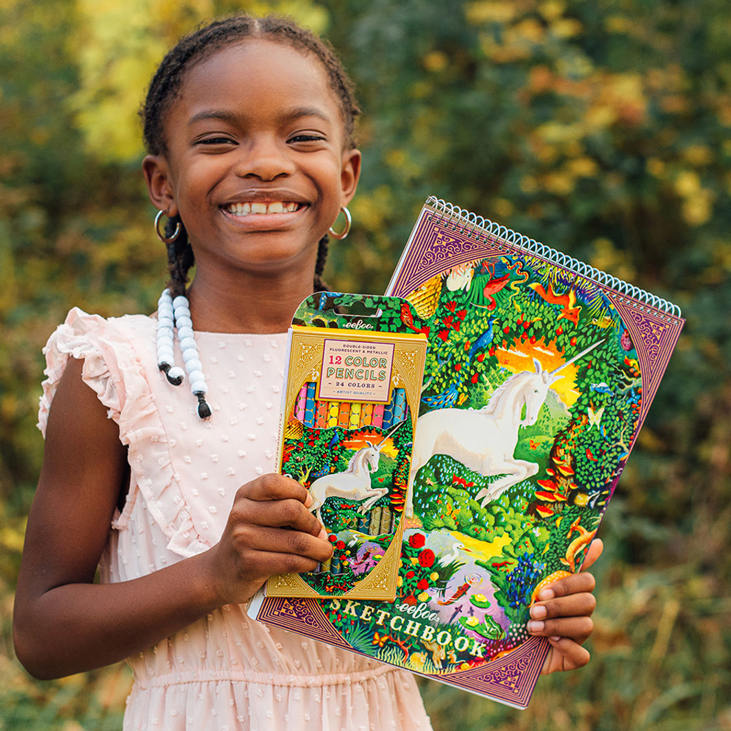 eeBoo  12 dobbelte farveblyanter, Neon Metallic - Enhjørning