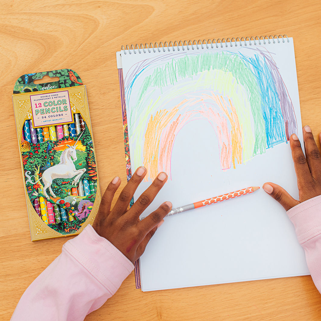 eeBoo  12 dobbelte farveblyanter, Neon Metallic - Enhjørning