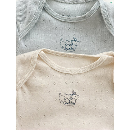 Fanga Fontana Perla bodystocking m. lange ærmer, 2-pak - Buttercream/Pearl blue - str. 0-9 mdr.