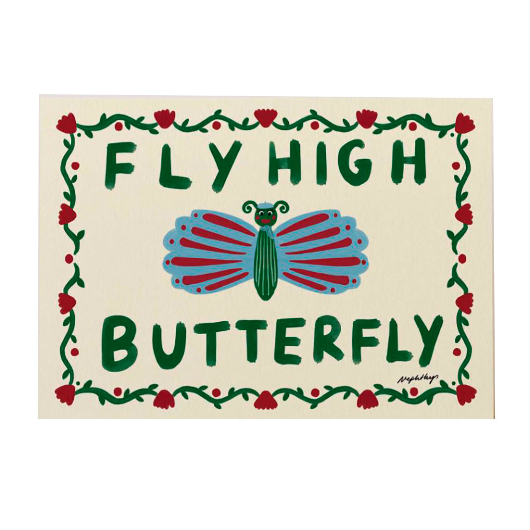 Nephthys Illustrated plakat, Fly High Butterfly - A4