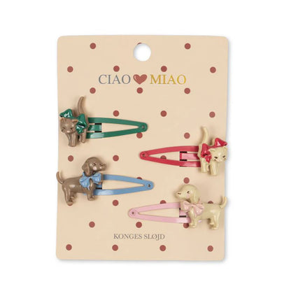 Konges Sløjd Hårspænder, 4 pak- Cats and Dogs