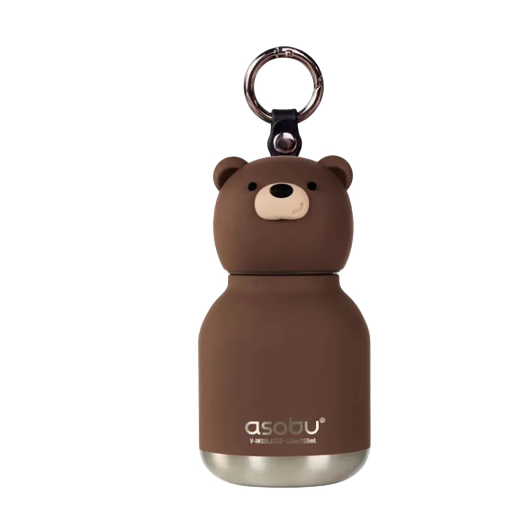 Asobu Bestie Mini termo drikkedunk m. nøglering, 200 ml. - Brun bjørn