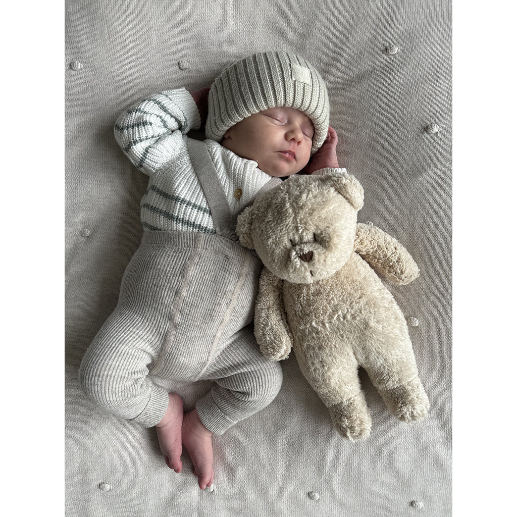 Moonie 2.0, økologisk Humming bjørn m pink noise og lampe - Sand