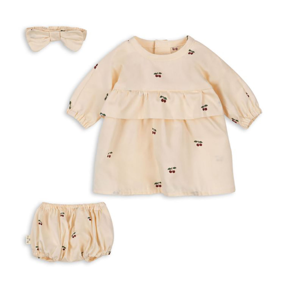 Konges Sløjd dukketøj, Kjole, bloomers og hue - Cherry