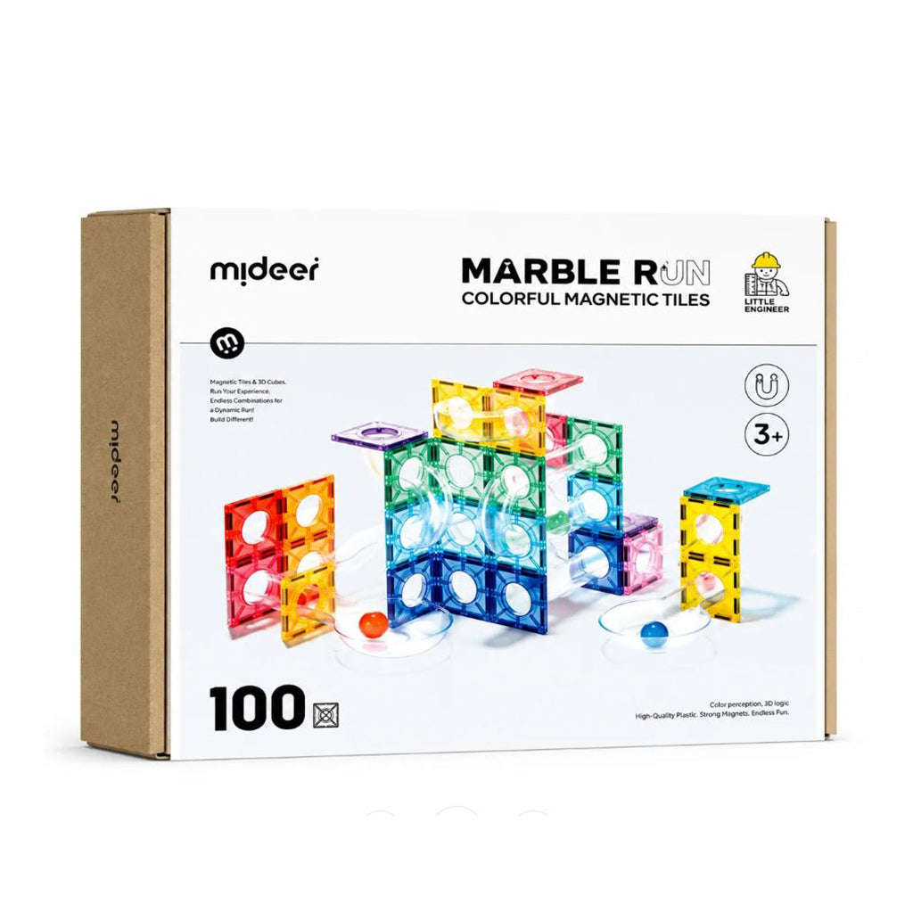 Mideer magnetiske byggeplader med kuglebane, 100 dele