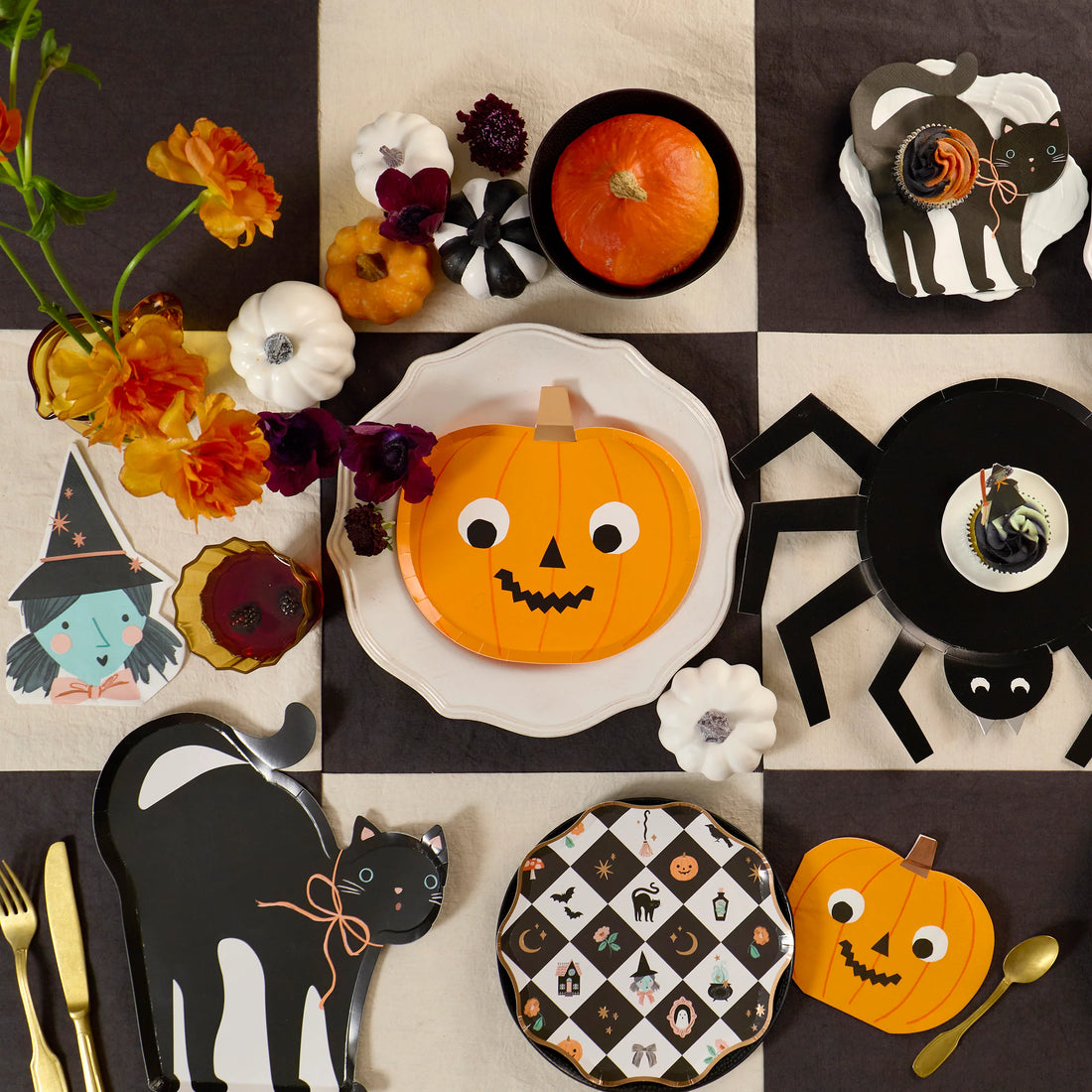 Meri Meri paptallerkener, Halloween, Spider - 8 stk.