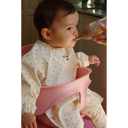 Konges Sløjd Dinner hagesmæk m. ærmer, 6 mdr.- 3 år - Navy dot/ Rain Washed