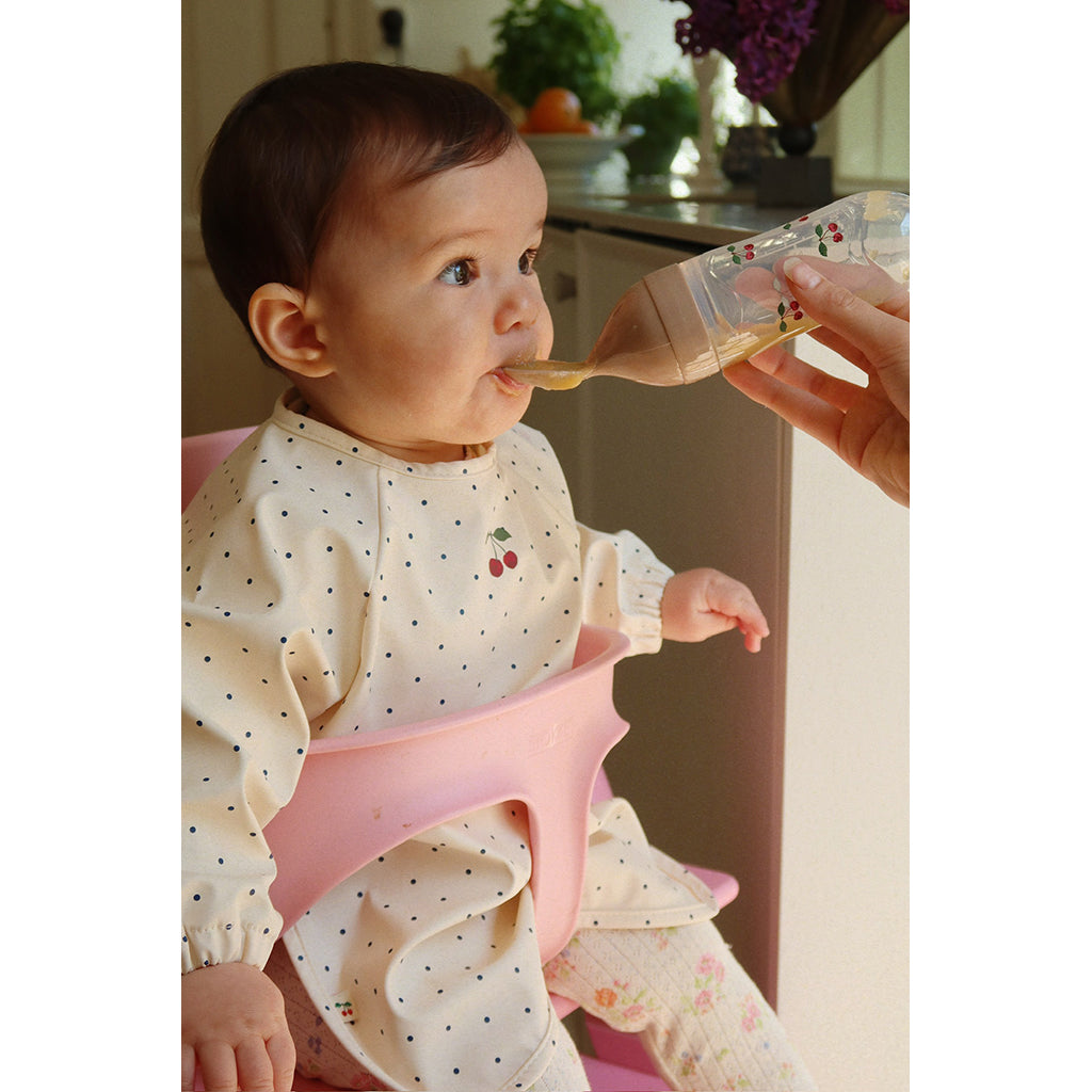 Konges Sløjd Dinner hagesmæk m. ærmer, 6 mdr.- 3 år - Navy dot/ Rain Washed