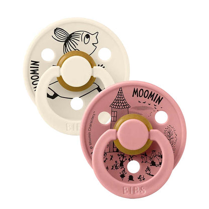 Bibs x Moomin sut i naturgummi, 2-pak, str. 2 - Lille My Ivory/Dusty Pink