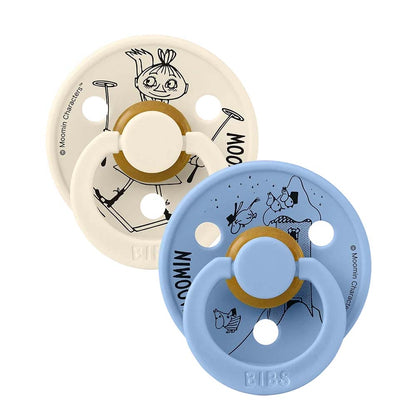 Bibs x Moomin sut i naturgummi, 2-pak, str. 2 - Mymble Ivory/Sky Blue
