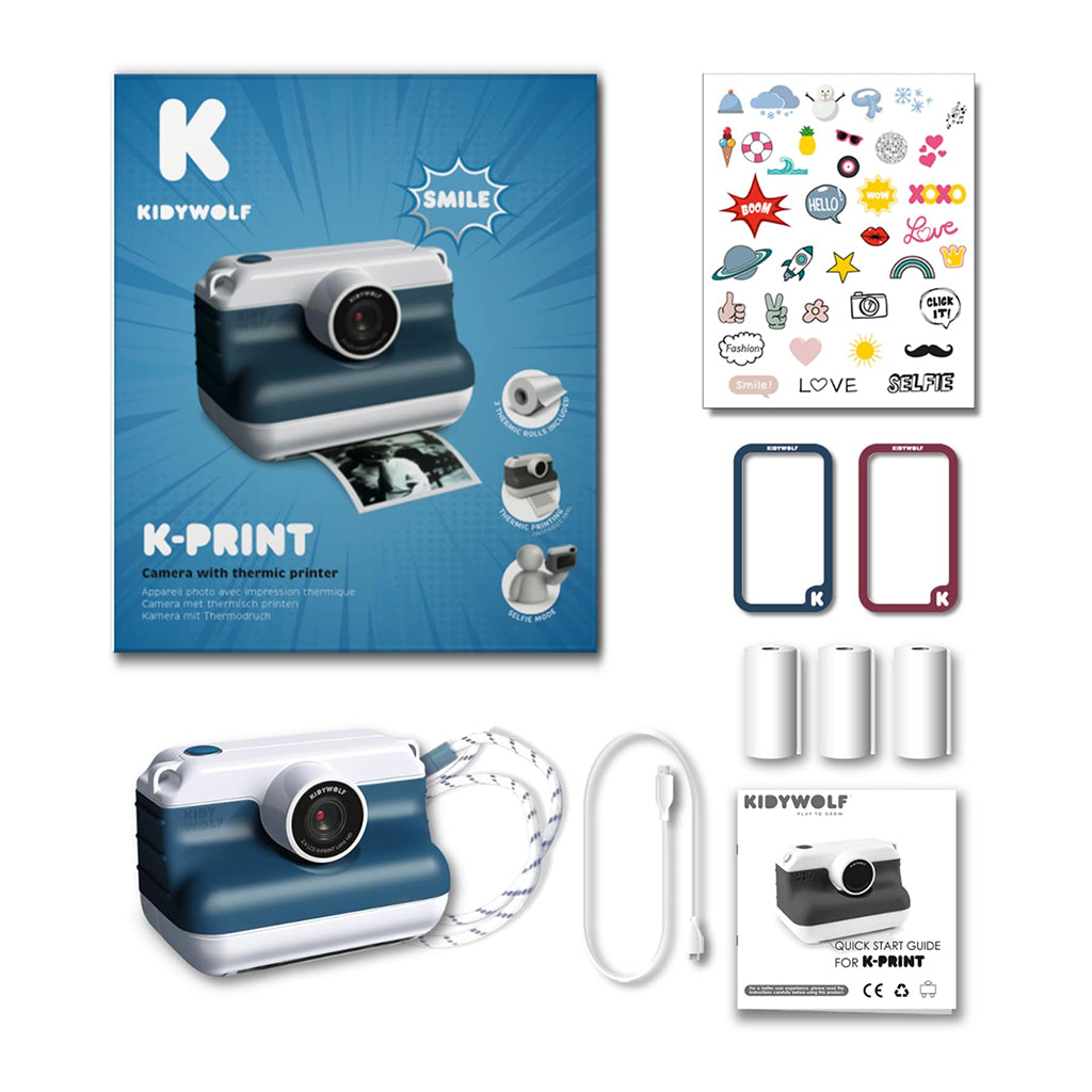 Kidywolf Instant print kamera til børn, Blå