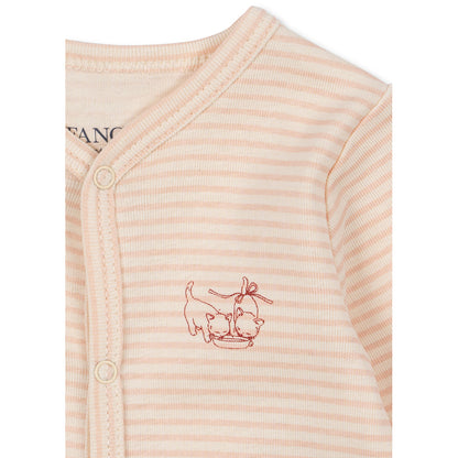 Fanga Fontana Fio bodystocking m. lange ærmer, Tea stripe cameo - str. 1 - 6 mdr.