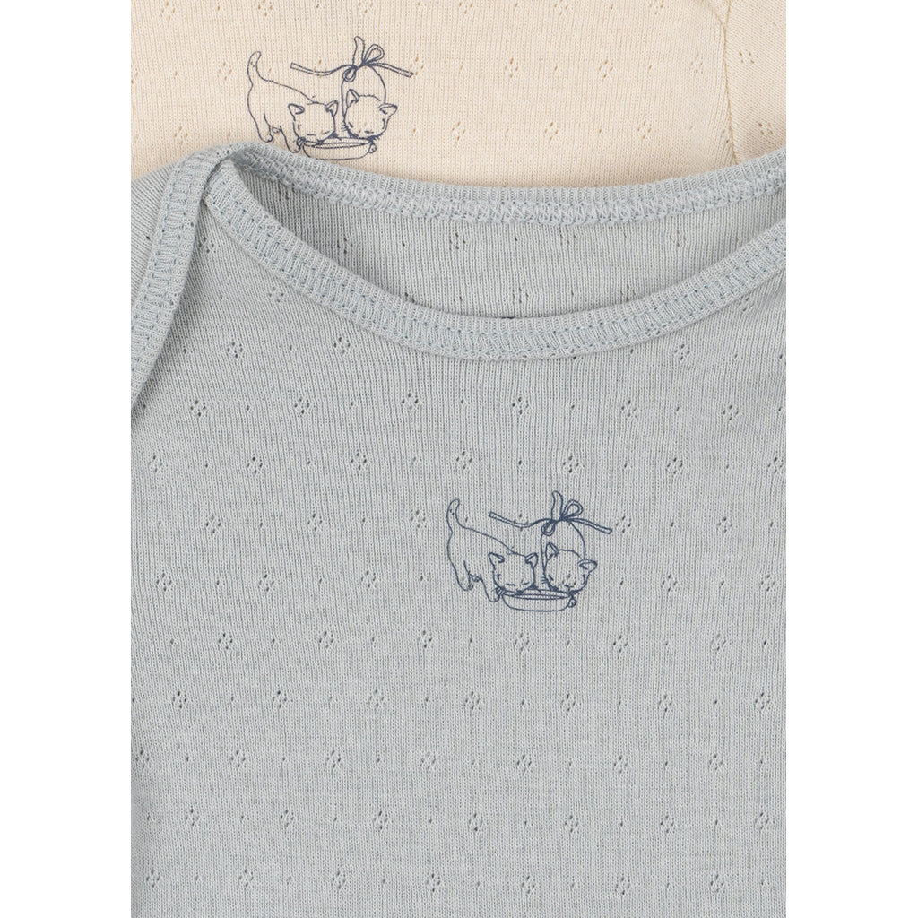 Fanga Fontana Perla bodystocking m. lange ærmer, 2-pak - Buttercream/Pearl blue - str. 0-9 mdr.