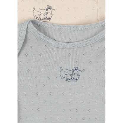 Fanga Fontana Perla bodystocking m. lange ærmer, 2-pak - Buttercream/Pearl blue - str. 0-9 mdr.