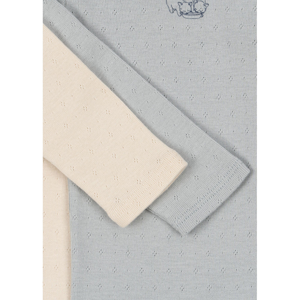 Fanga Fontana Perla bodystocking m. lange ærmer, 2-pak - Buttercream/Pearl blue - str. 0-9 mdr.