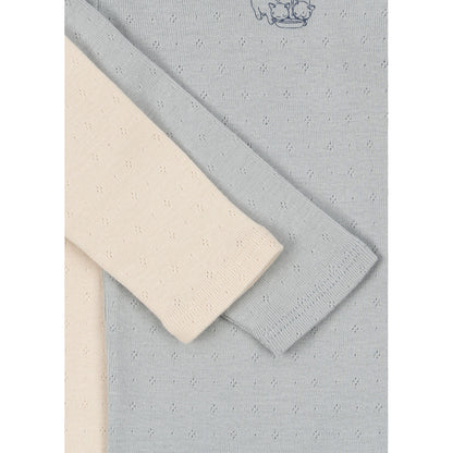 Fanga Fontana Perla bodystocking m. lange ærmer, 2-pak - Buttercream/Pearl blue - str. 0-9 mdr.