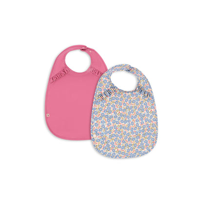 Konges Sløjd Konges Sløjd hagesmæk m. flæser, 2-pak - Fleur rosier/Chateau rose