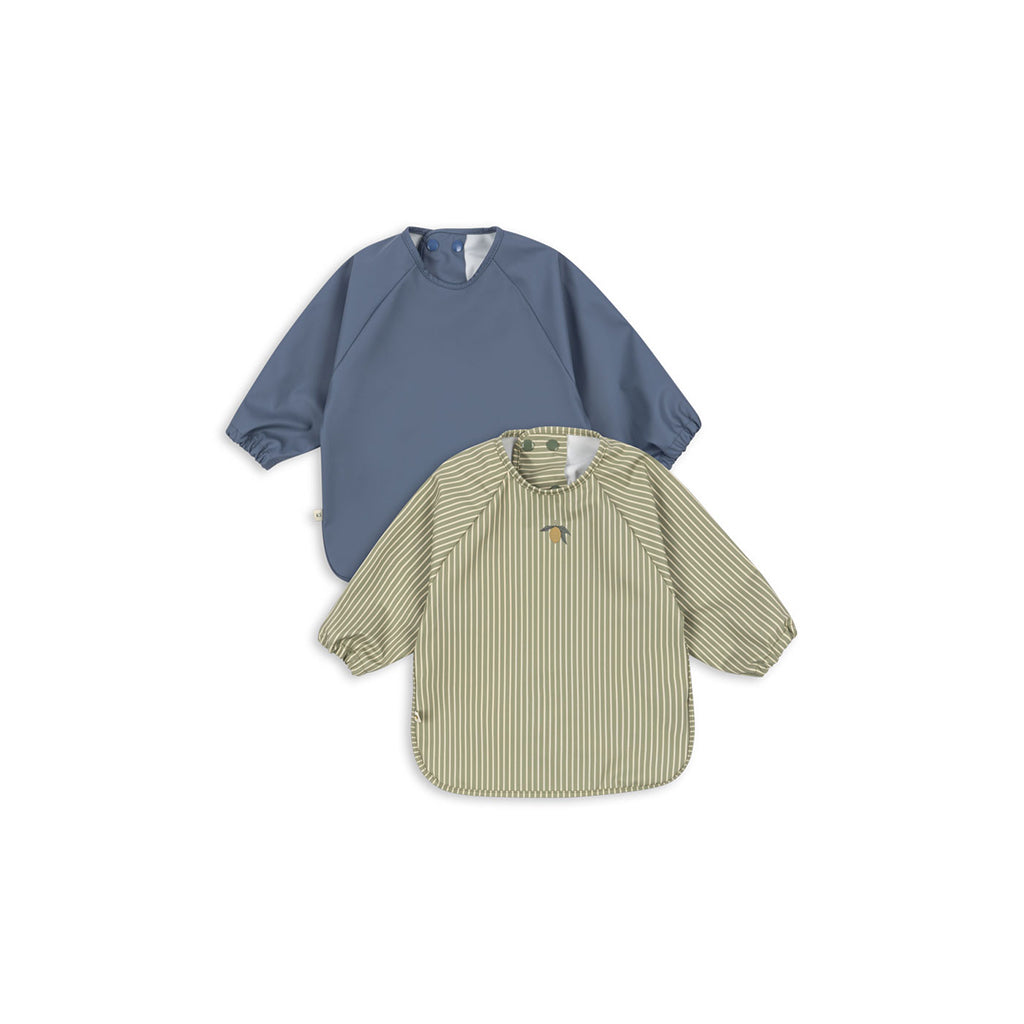 Konges Sløjd Konges Sløjd Dinner hagesmæk m. ærmer, 6 mdr. - 3 år - Tea stripe/ Flint stone