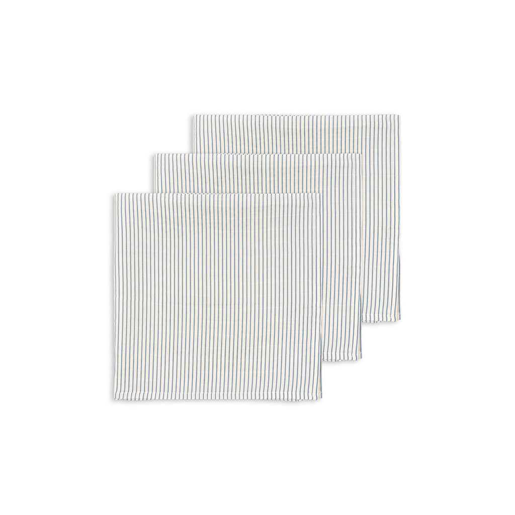 Konges Sløjd stofble, økologisk muslin, 3-pak - Stripe blue