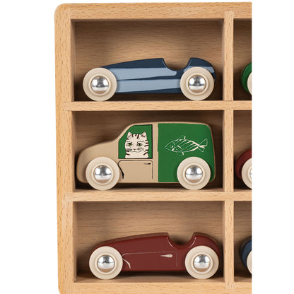 Konges Sløjd 9 Mini legetøjsbiler i træ, Multi