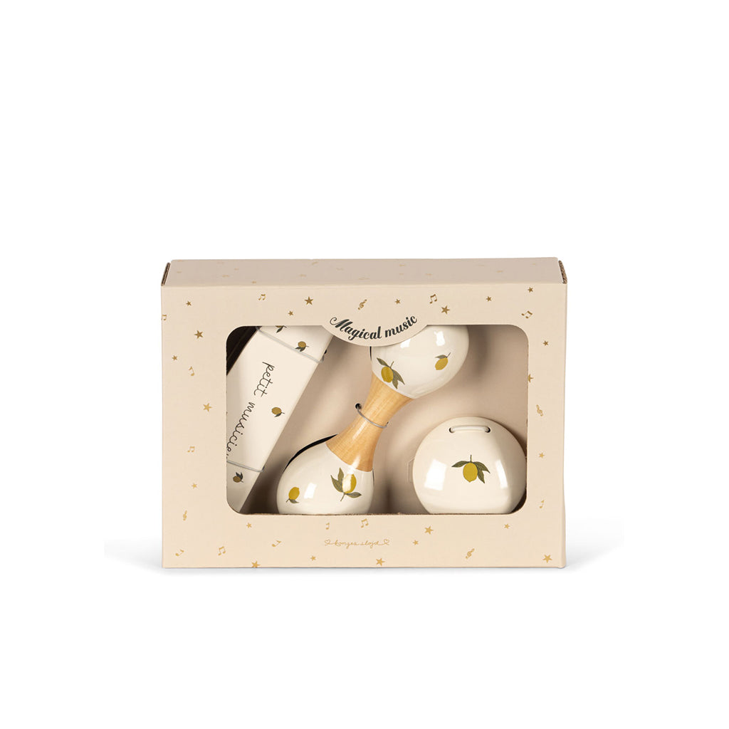 Konges Sløjd Petit Lemon Glossy, sæt m 3 musikinstrumenter - Lemon