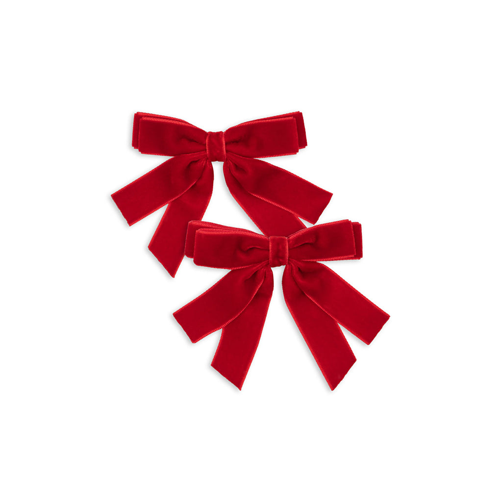 Konges Sløjd Velvet hårspænder med dobbelte sløjfer, 2-pak - Barbados cherry