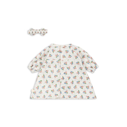 Konges Sløjd dukketøj, Kjole og hårbånd, GOTS - Verona blues