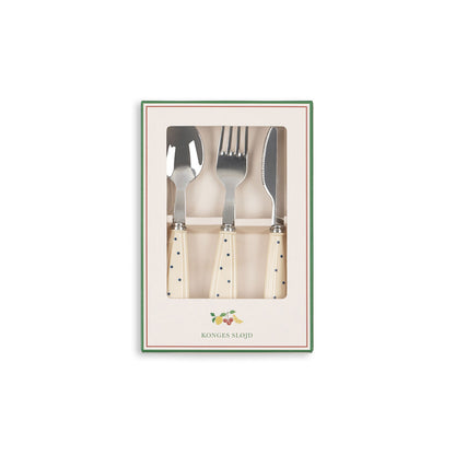 Konges Sløjd Glitter bestiksæt i rustfrit stål, Navy dots