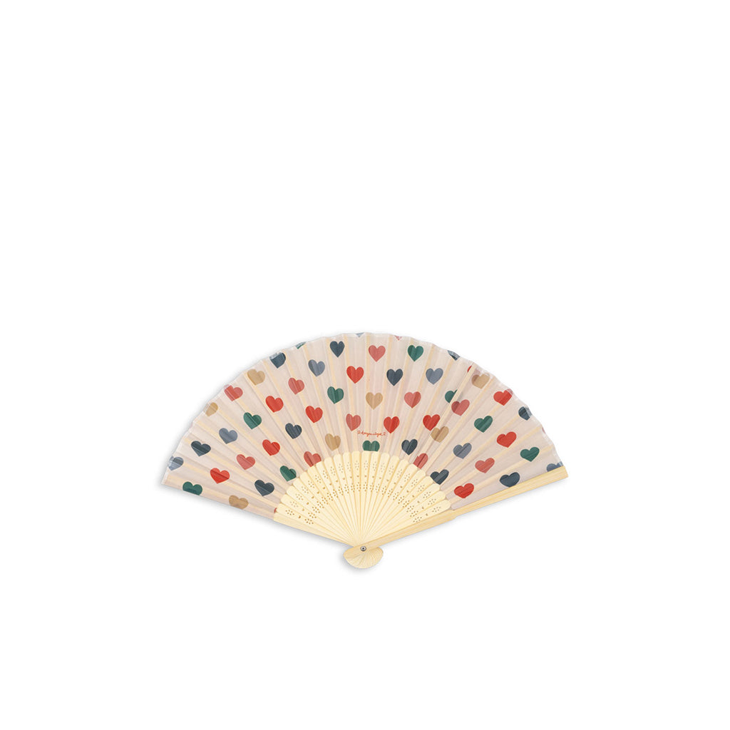 Konges Sløjd vifte i bambus, coeur coloré