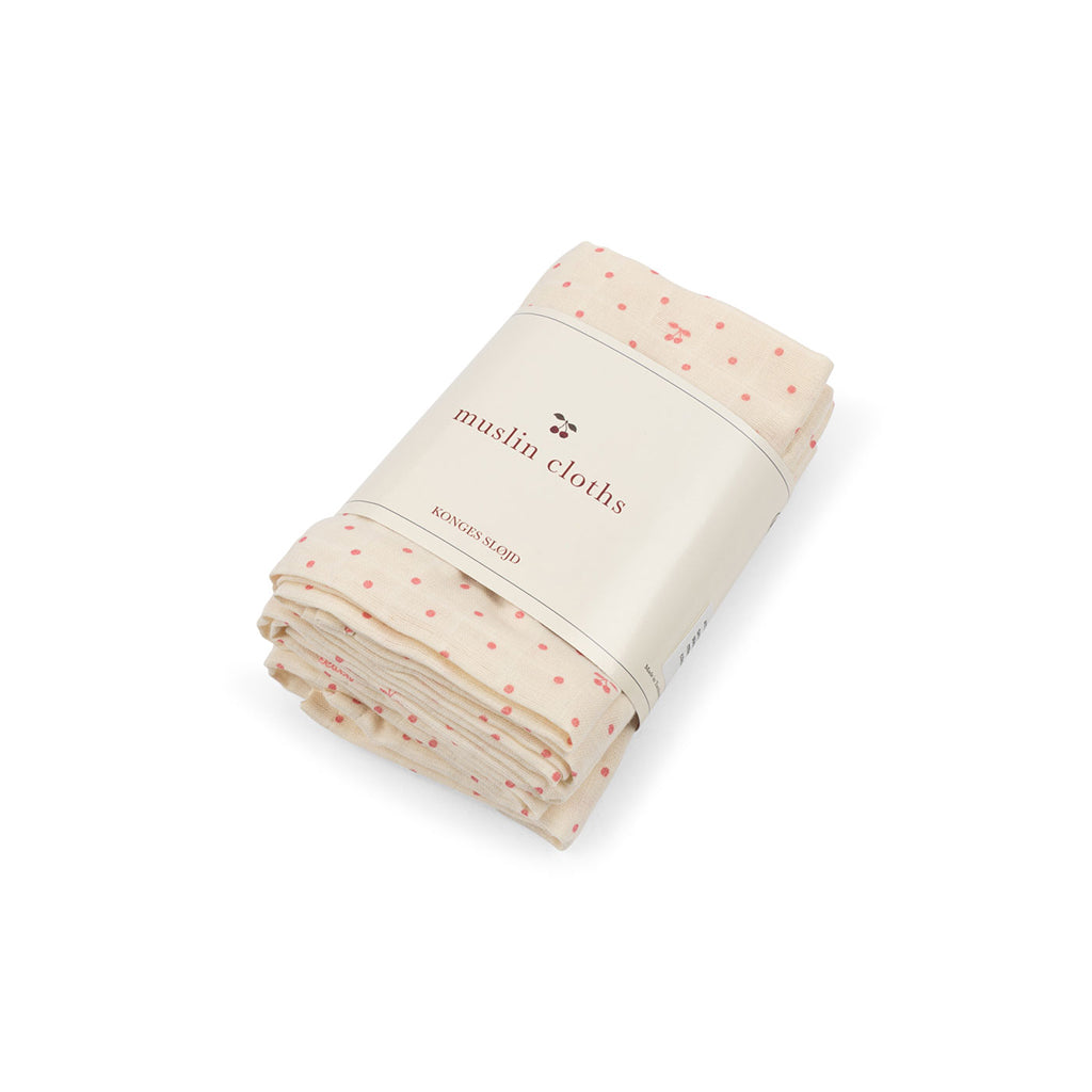 Konges Sløjd stofble, økologisk muslin, 3-pak - Cherry Dot