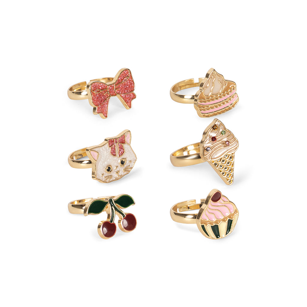 Konges Sløjd Kitty fingerringe, 6 stk - Gold