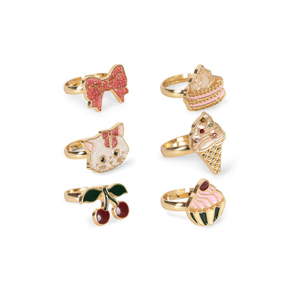 Konges Sløjd Kitty fingerringe, 6 stk - Gold