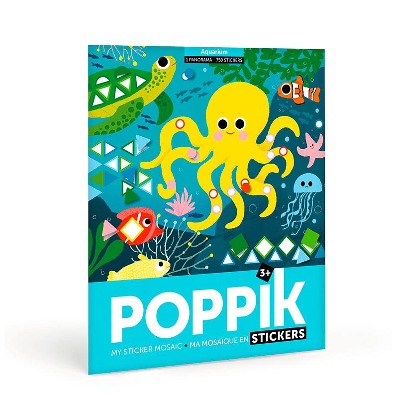 Poppik klistremosaik i papir, plakat og 750 stickers - Aquarium