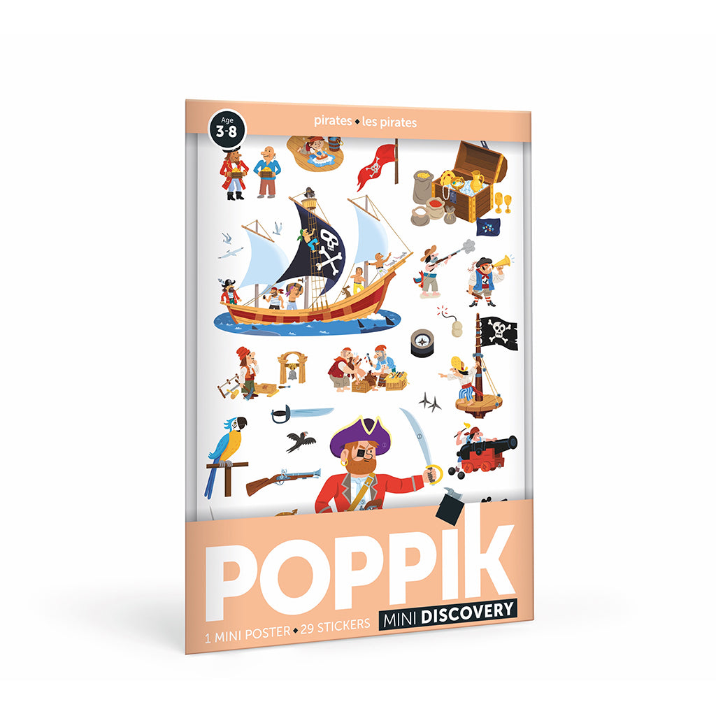 Poppik klistremosaik i papir, mini plakat og 30 stickers - Pirat