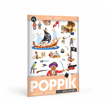Poppik klistremosaik i papir, mini plakat og 30 stickers - Pirat