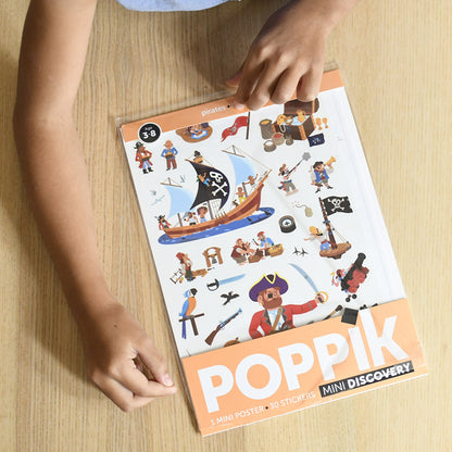 Poppik klistremosaik i papir, mini plakat og 30 stickers - Pirat