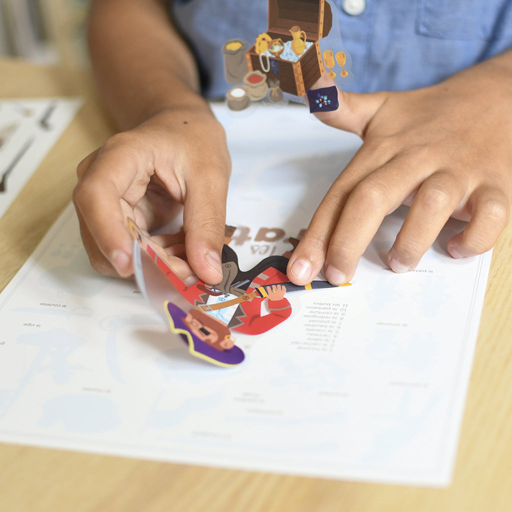 Poppik klistremosaik i papir, mini plakat og 30 stickers - Pirat