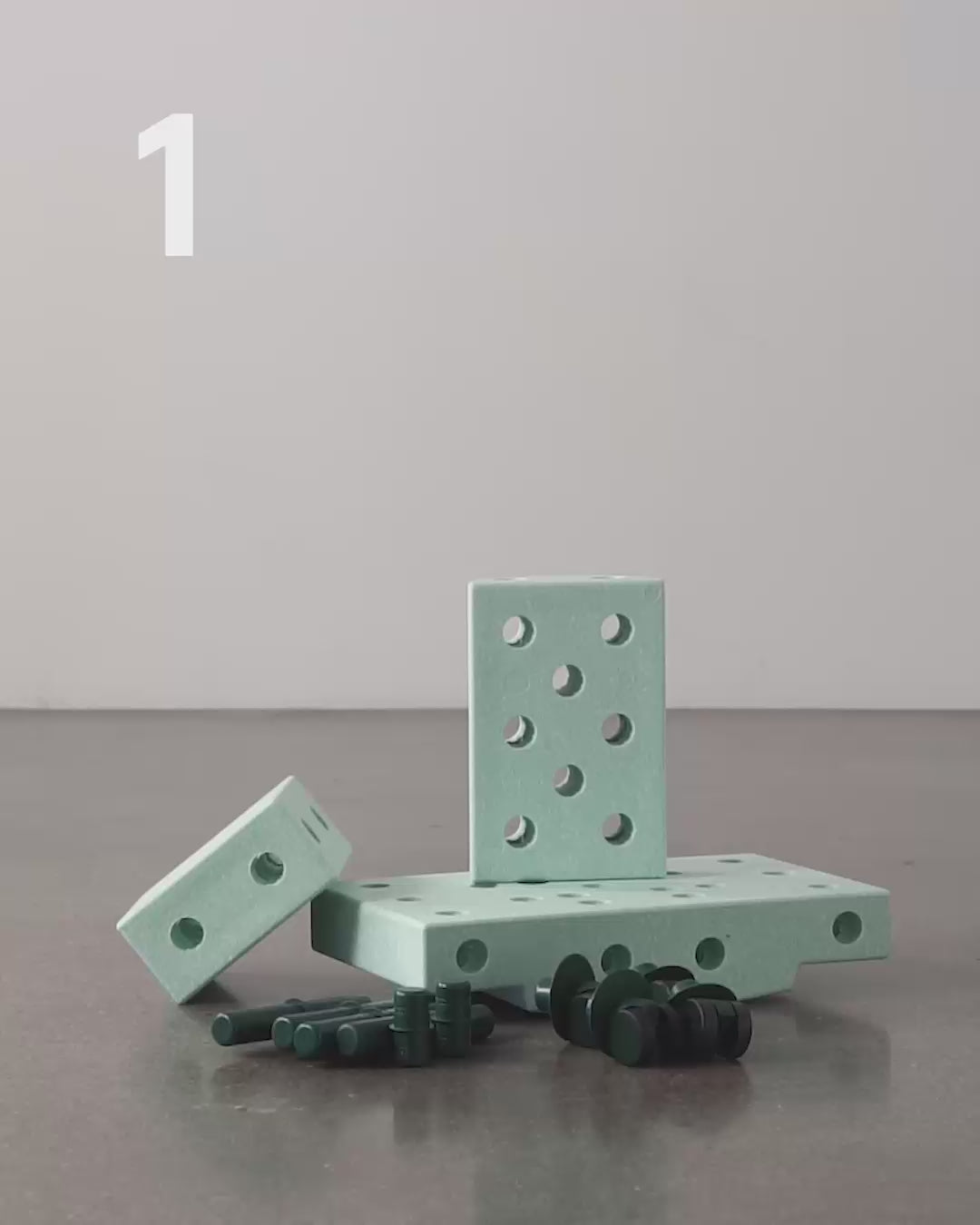 Modu byggelegetøj i skum, Curiosity sæt, 14 dele - Ocean mint/ Forest green