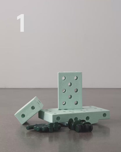 Modu byggelegetøj i skum, Curiosity sæt, 14 dele - Ocean mint/ Forest green