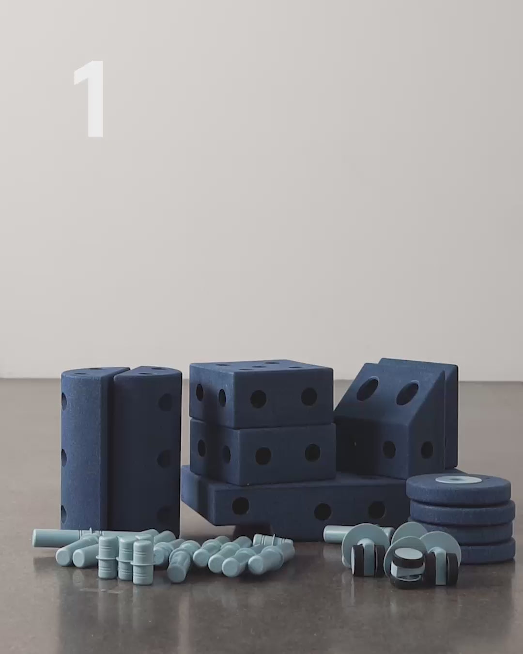 Modu byggelegetøj i skum, Dreamer sæt, 34 dele - Deep blue/ Sky blue