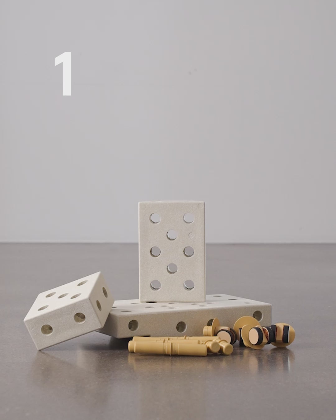 Modu byggelegetøj i skum, Curiosity sæt, 14 dele - Sand Grey / Honey Yellow