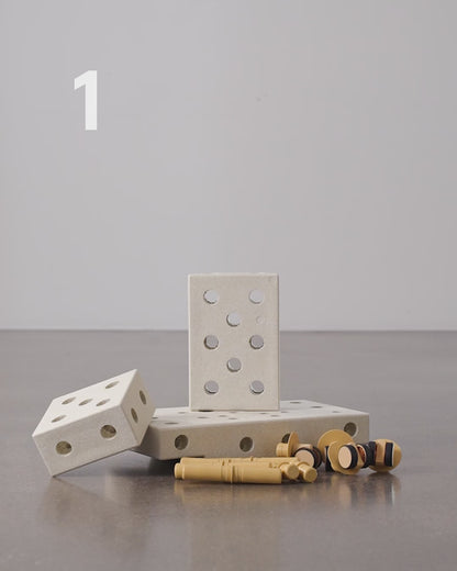 Modu byggelegetøj i skum, Curiosity sæt, 14 dele - Sand Grey / Honey Yellow