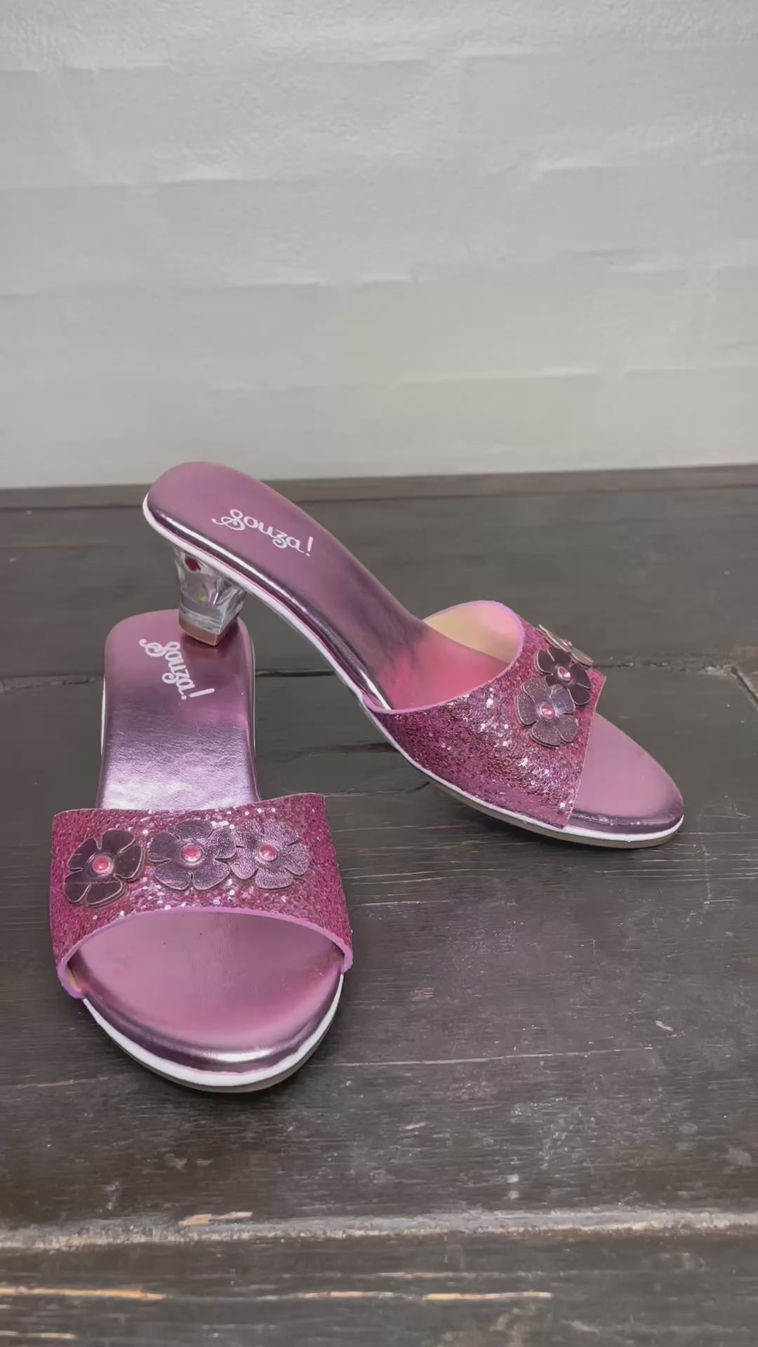 Souza prinsessesko, Mariona slippers m. hæl, pink metallic - Str. 24-31