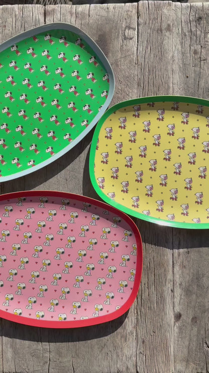 Rice Melamin rektangulær middagstallerken, Snoopy - Pink