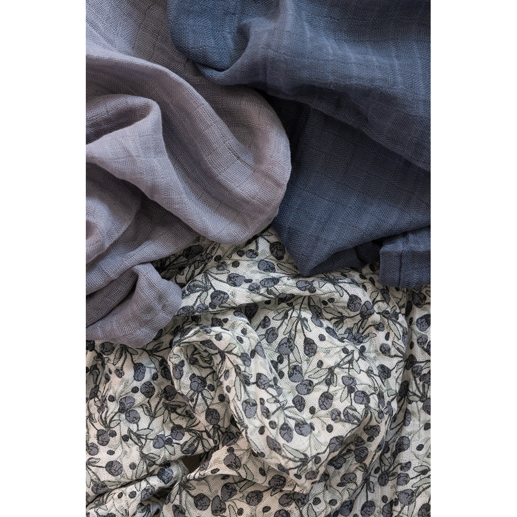 Sebra Stofbleer, 3 stk. - Blue olive, Forest lake blue